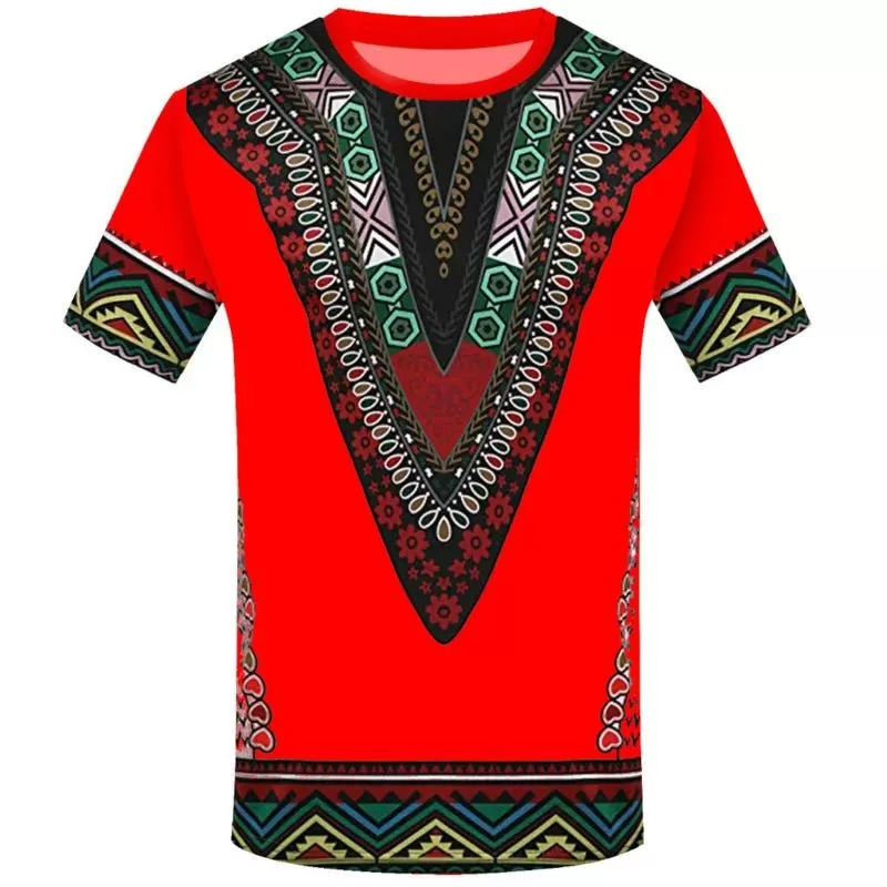 Men's T-Shirts 3D Printing Ethnic African Clothing Round Neck Shirts