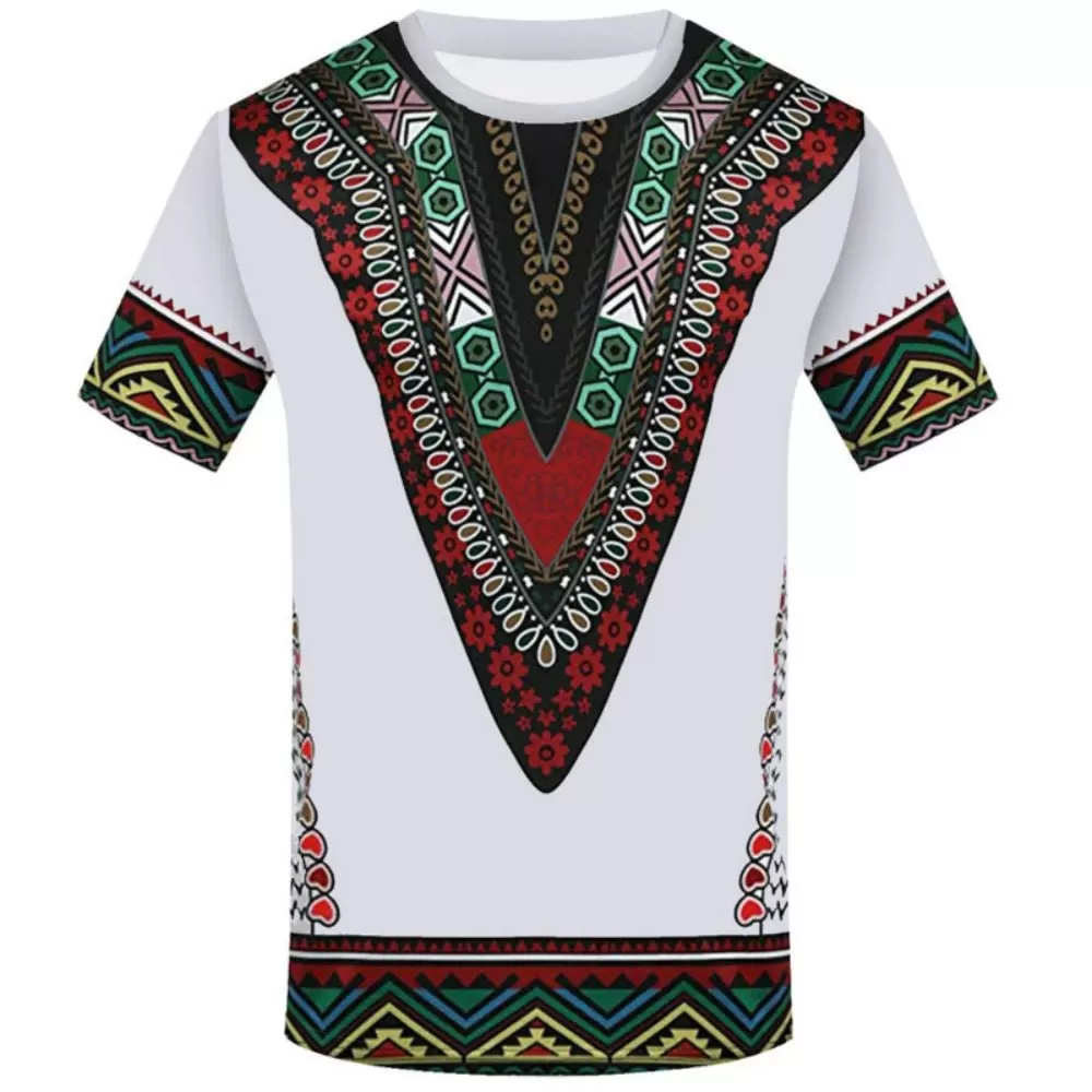 Men's T-Shirts 3D Printing Ethnic African Clothing Round Neck Shirts