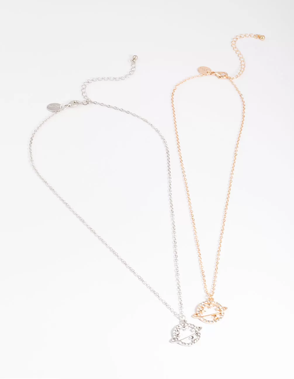 Mixed Metal Diamante Saturn Necklace Pack