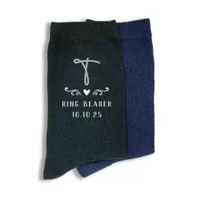 Monogram Ring Bearer Socks for the Ranch Wedding Theme