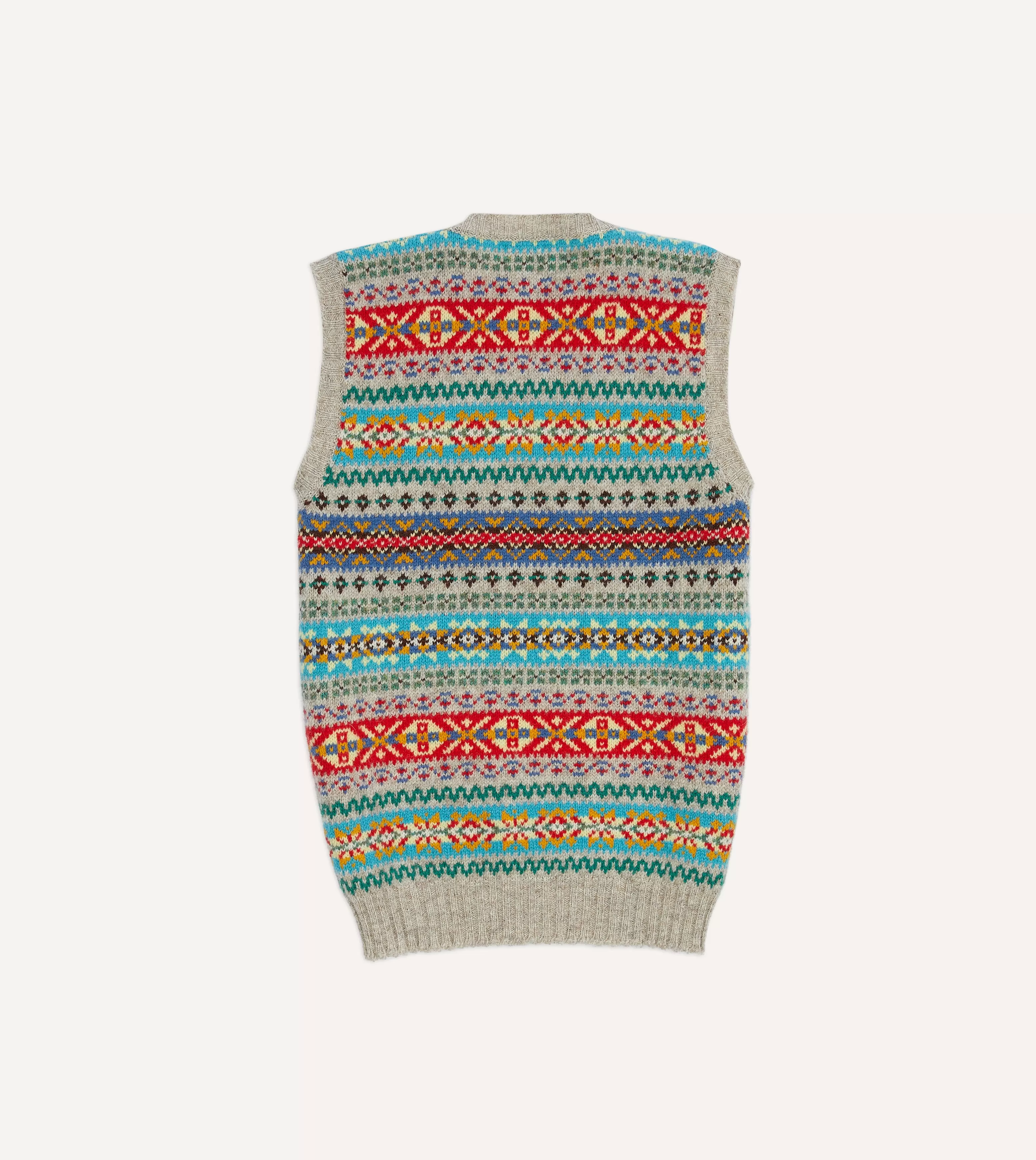 Multicoloured Fair Isle Lambswool Sleeveless V-Neck Jumper