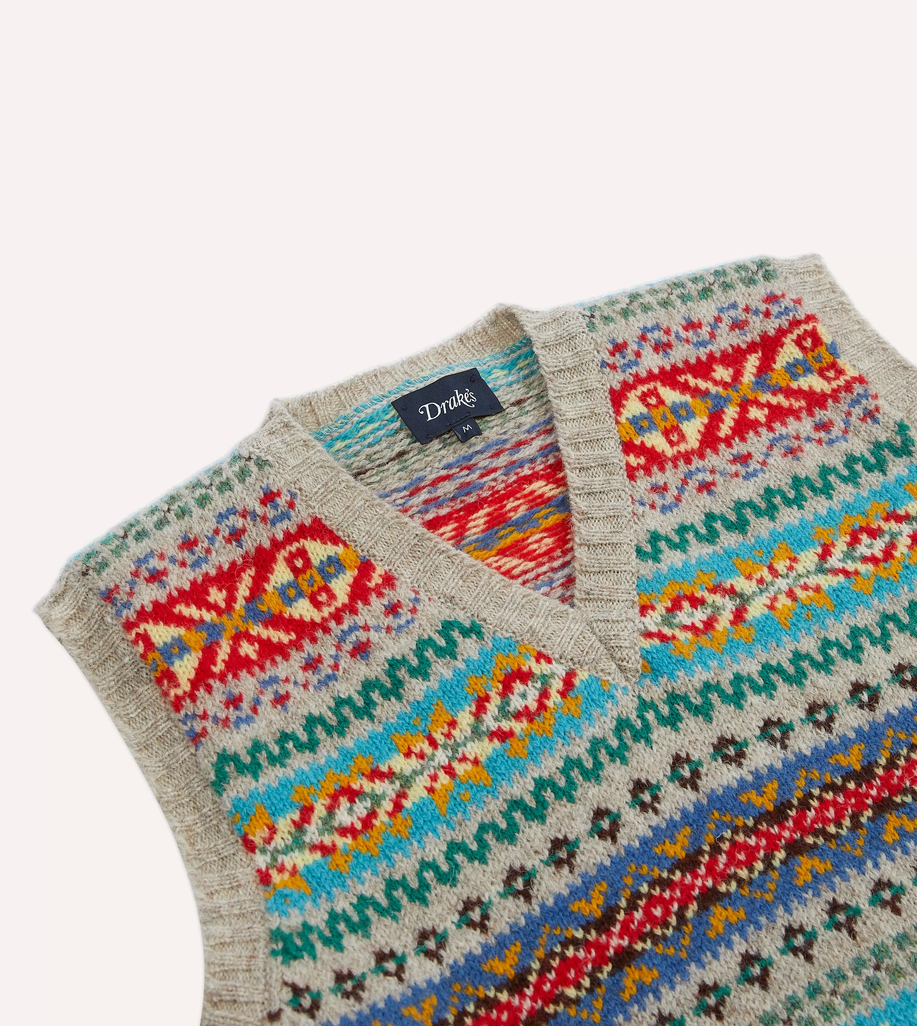 Multicoloured Fair Isle Lambswool Sleeveless V-Neck Jumper