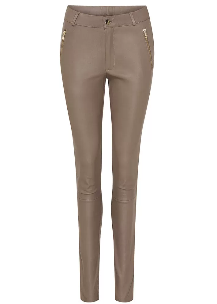 Notyz Leggings with saddleback 10910 Skindbukser - Taupe with Light Gold