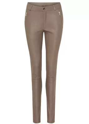 Notyz Leggings with saddleback 10910 Skindbukser - Taupe with Light Gold