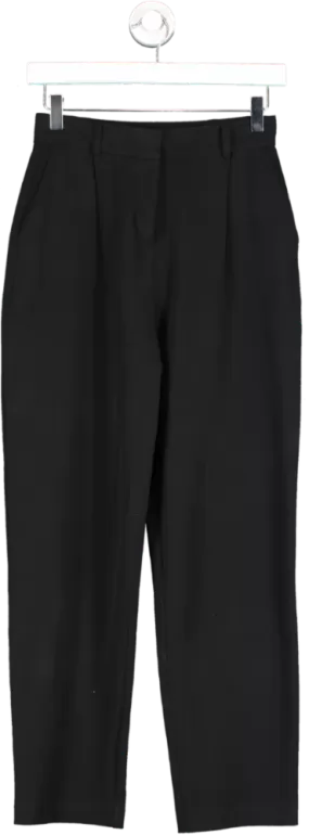 Novo Black High Waisted Cropped Premium Cotton Cigarette Trousers UK 8