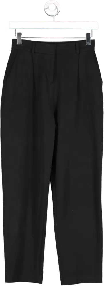 Novo Black High Waisted Cropped Premium Cotton Cigarette Trousers UK 8