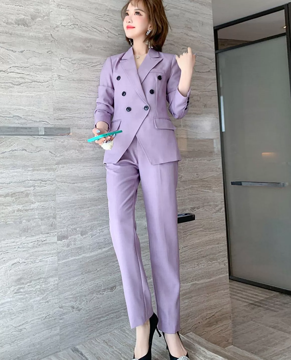 Orchid Double Breasted Blazer & Pants Two-Piece Set