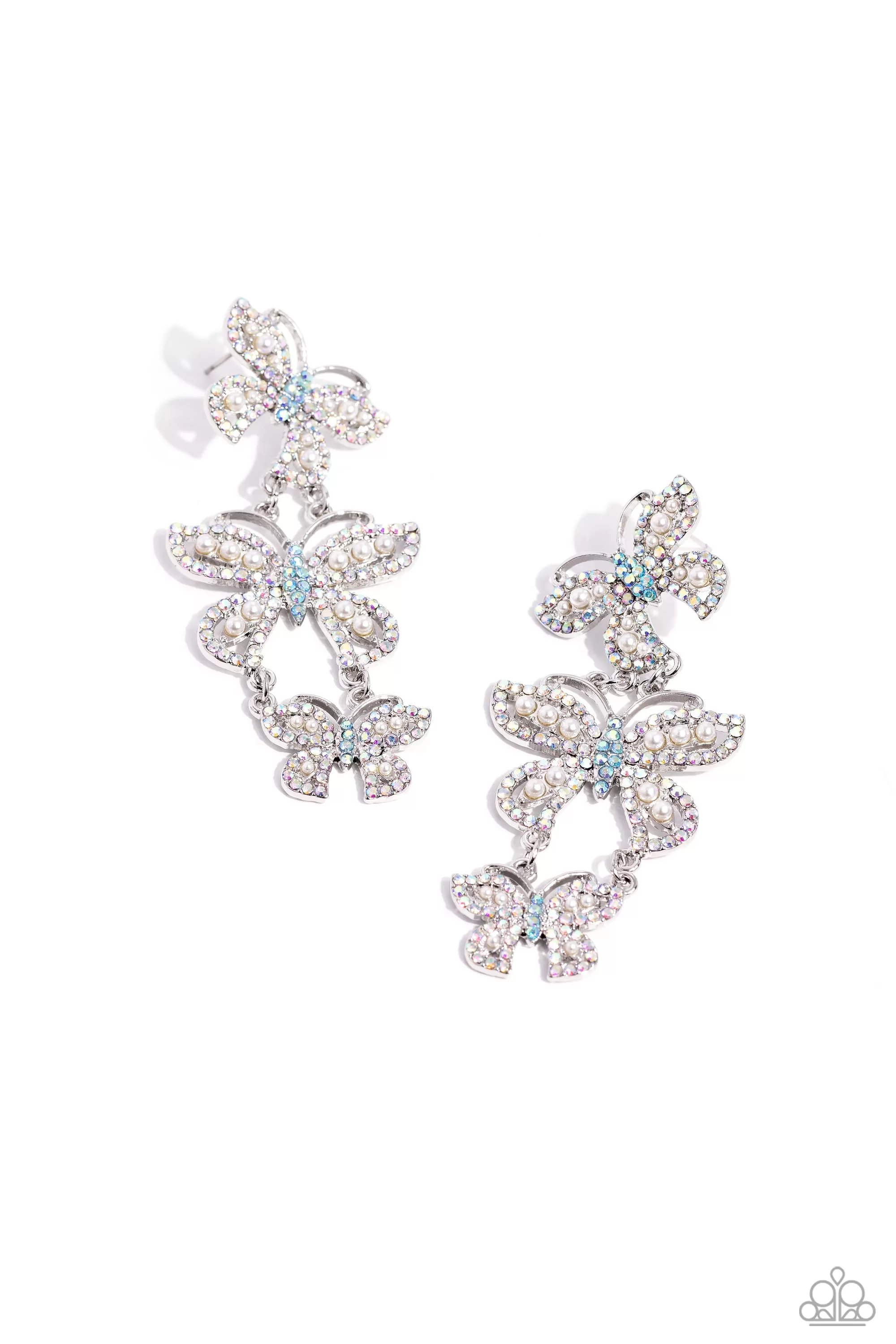 Paparazzi Fluttering Finale Multi Butterfly Earrings October 2023 Life of Party earring