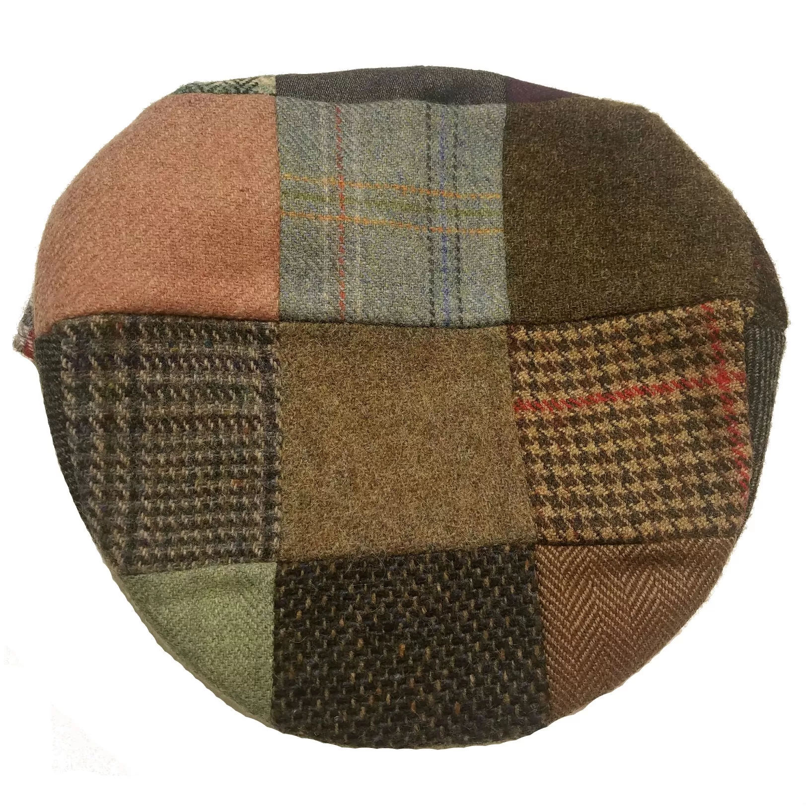 Patchwork Driving Cap in Wool from Hanna Hats of Ireland — [ Unique Patchwork Options ]