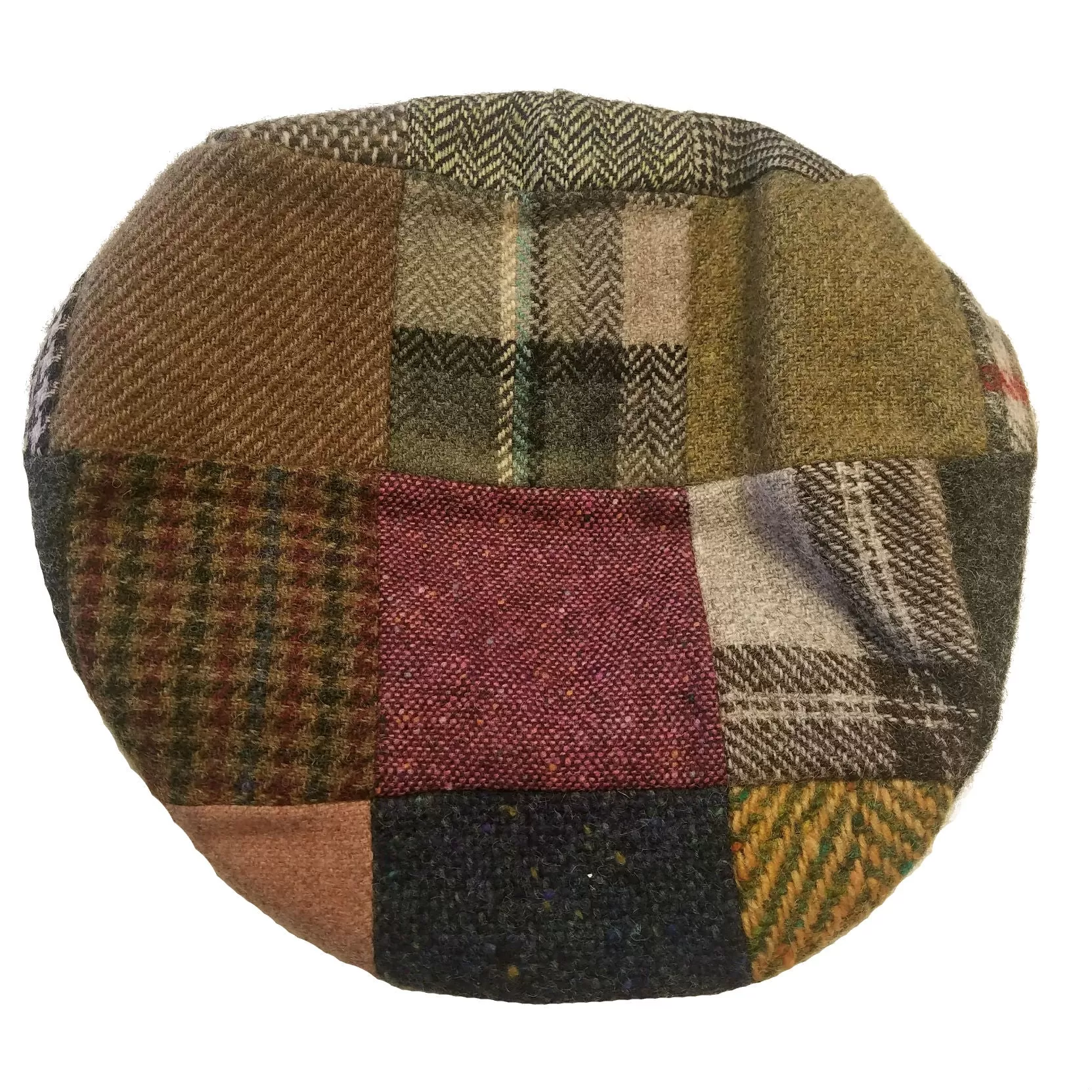 Patchwork Driving Cap in Wool from Hanna Hats of Ireland — [ Unique Patchwork Options ]