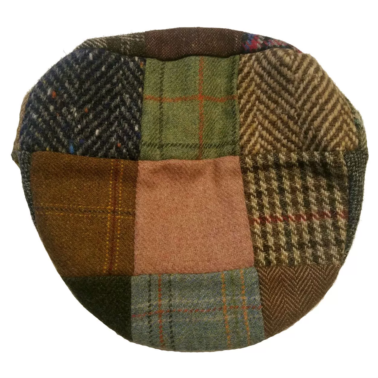 Patchwork Driving Cap in Wool from Hanna Hats of Ireland — [ Unique Patchwork Options ]