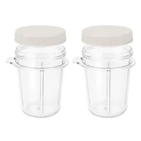 Personal Blender BPA-Free Grinding Cups with Lids, Set of 2 (8 oz)