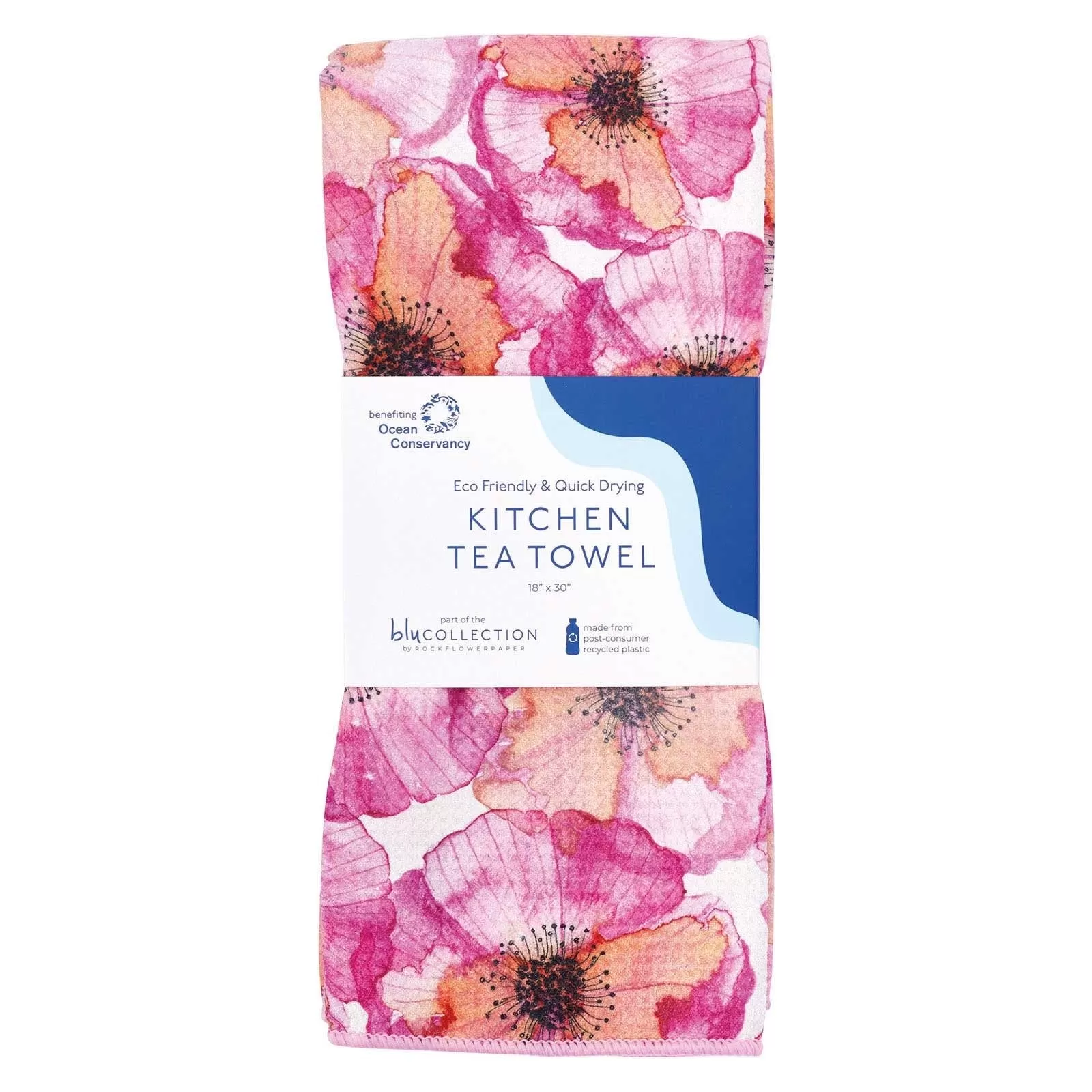 Pressed Petals Blu Kitchen Tea Towel