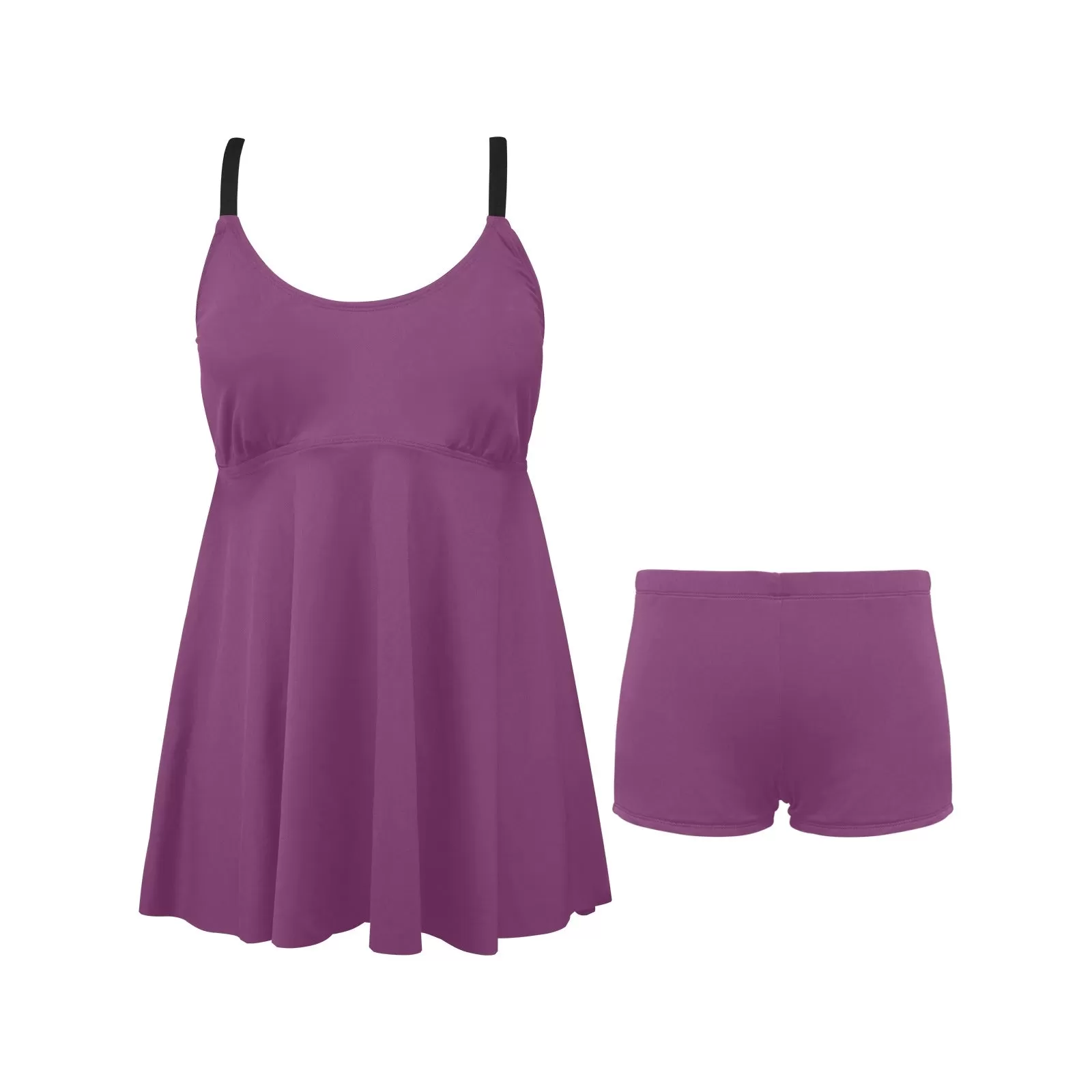 purple skirts Chest Pleat Swim Dress (Model S31)