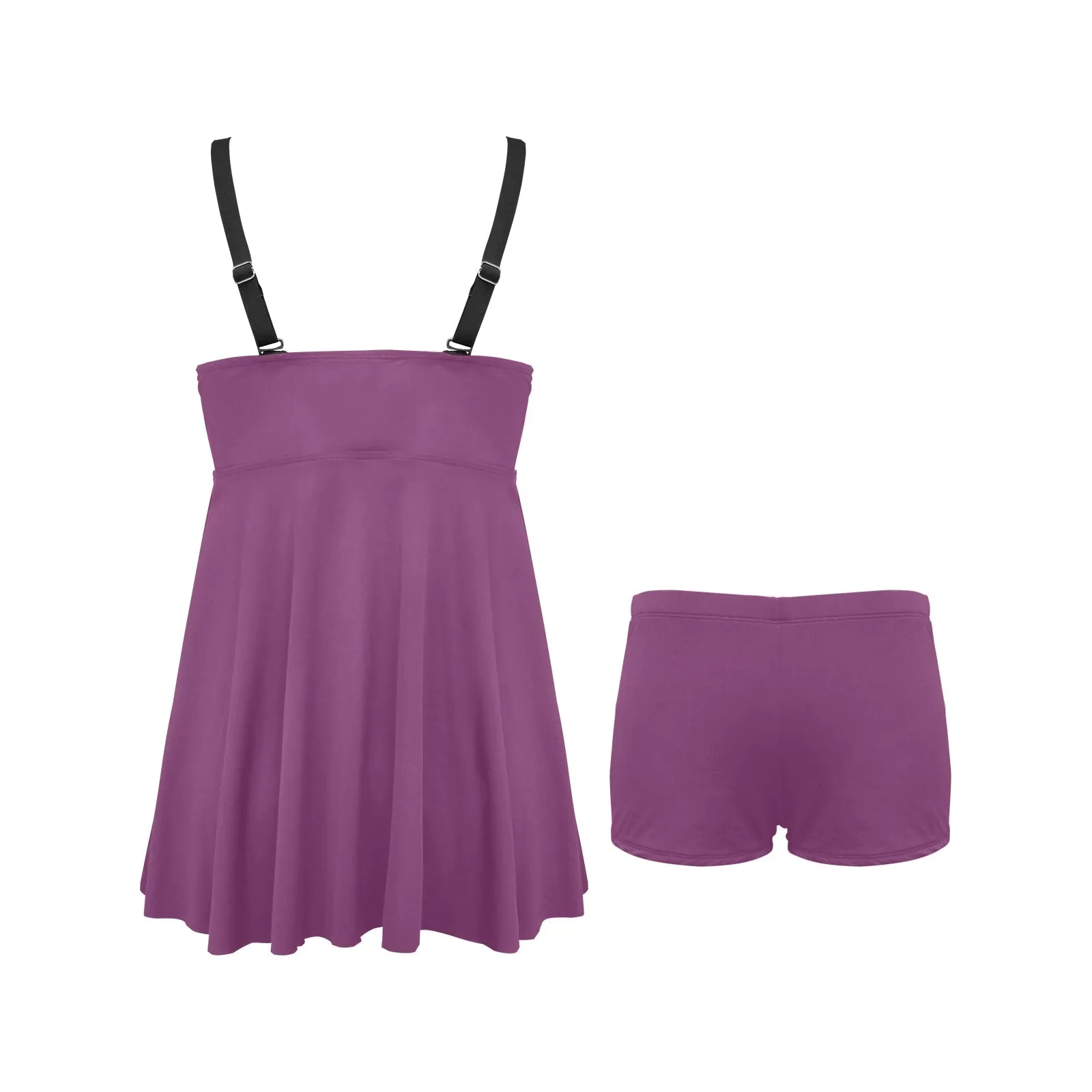 purple skirts Chest Pleat Swim Dress (Model S31)