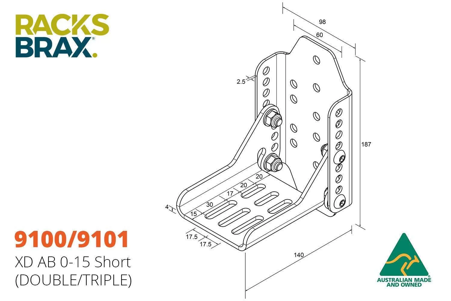 RacksBrax - XD Adjustable Bracket Short (Triple)