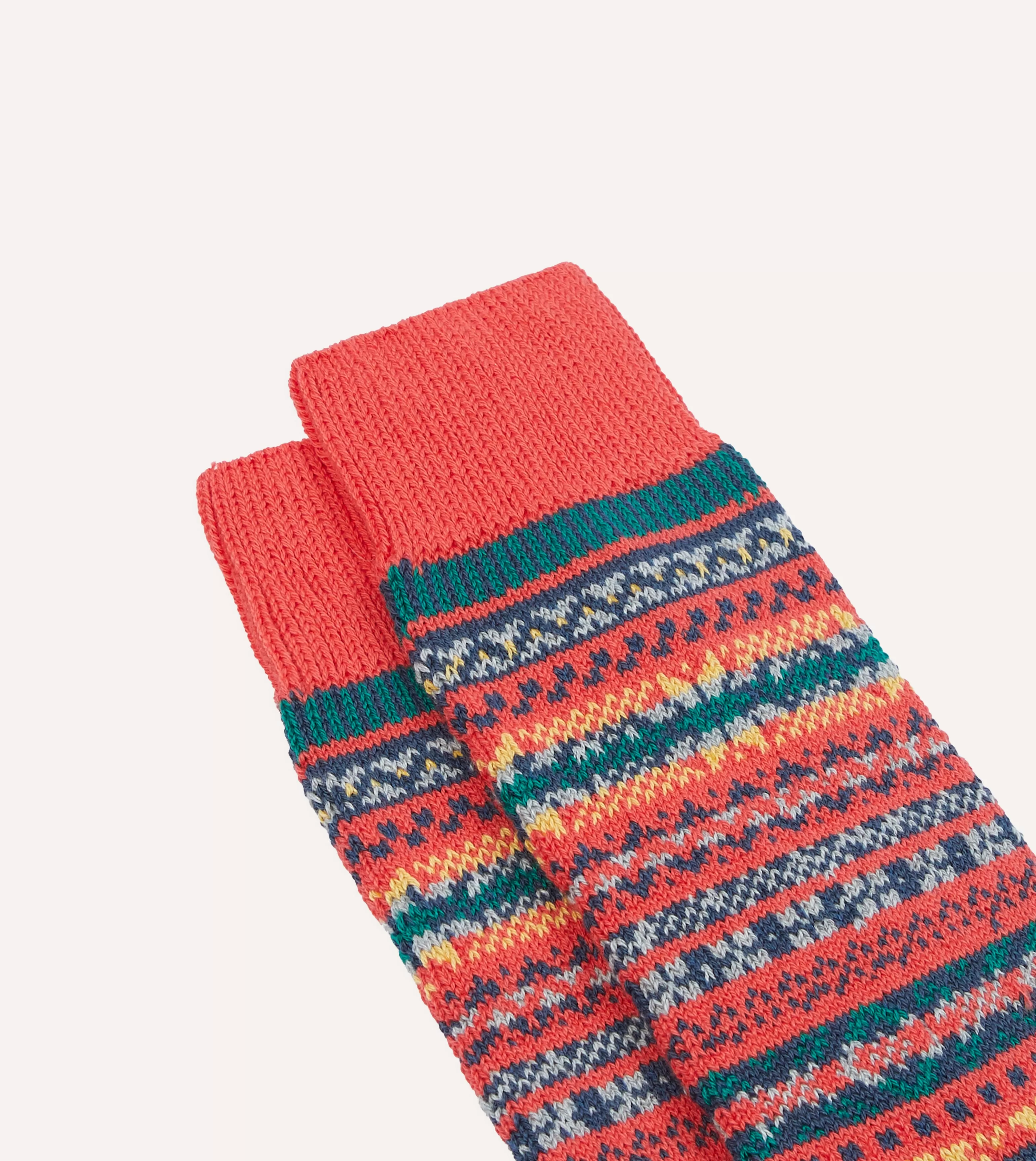 RoToTo Red Cotton Fair Isle Socks