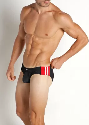 Rugby Rib Swim Brief (Black/Red)