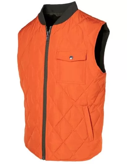 Schott NYC - Reversible Lightweight Quilted Down Filled Vest - Olive/Orange