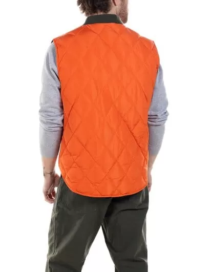 Schott NYC - Reversible Lightweight Quilted Down Filled Vest - Olive/Orange