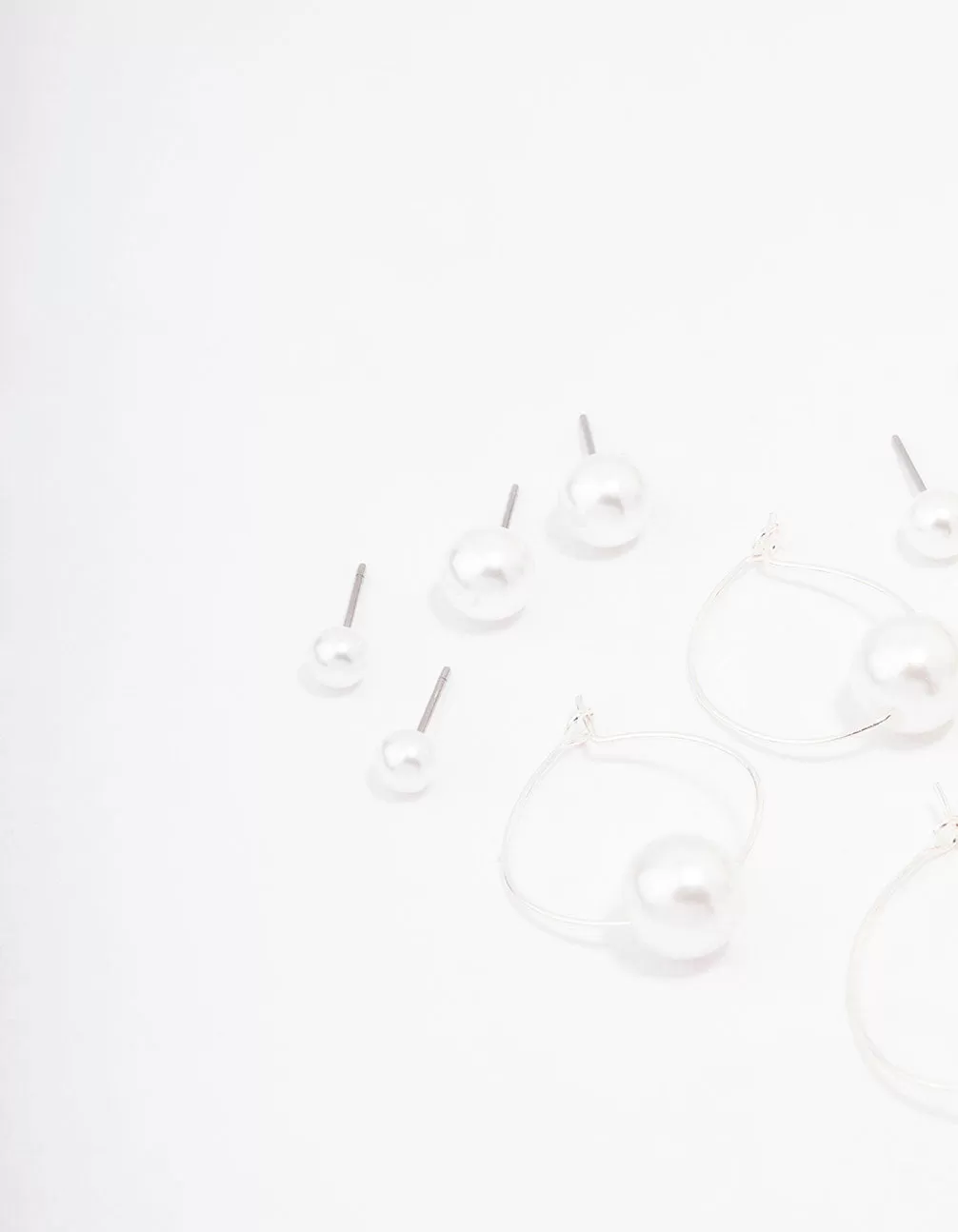 Silver Classic Pearl Hoop Earring 8-Pack