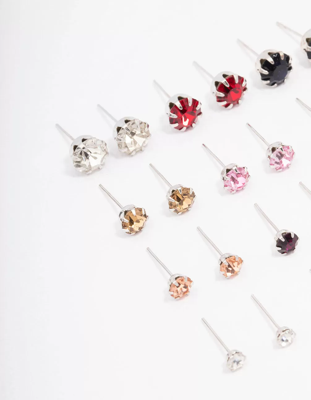 Silver Multi Diamante Earring 12-Pack