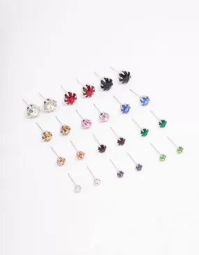 Silver Multi Diamante Earring 12-Pack