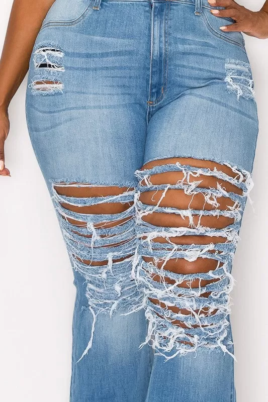 Skinny Flare Fringy Jeans