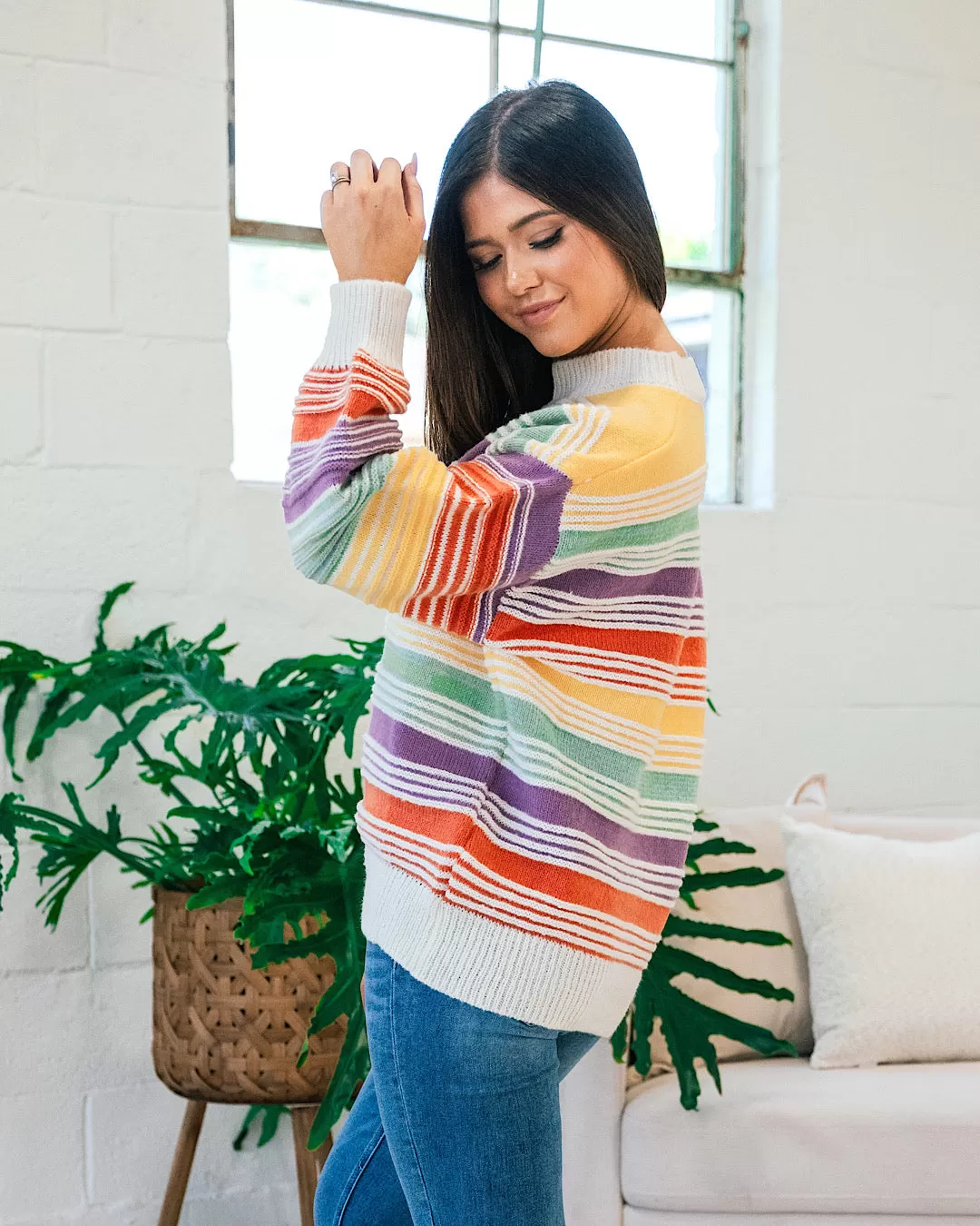 Stephanie Rainbow Striped Sweater