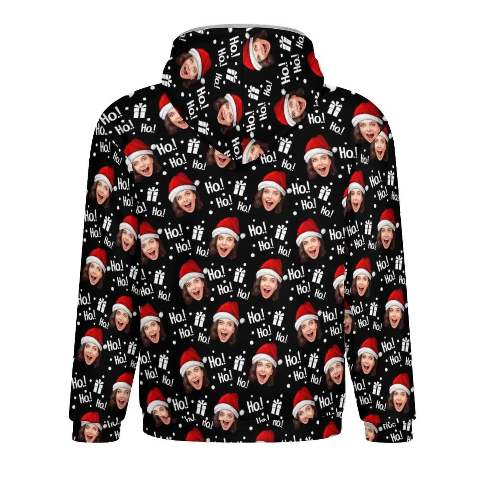 [Thick and Warm]Custom Face Ho Ho Ho Christmas Gift Full Zip Hoodie Double Layer Fleece Thickened Jacket