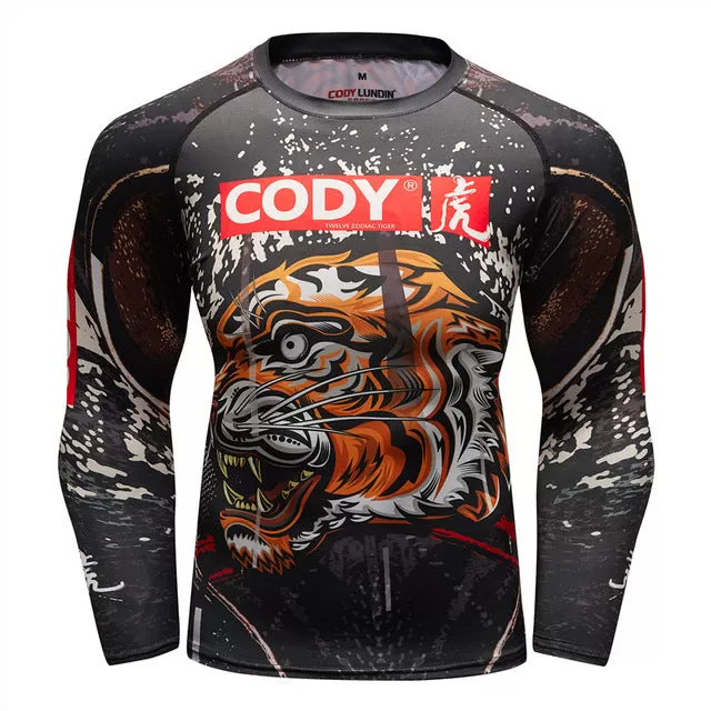 Tiger Compression 'Tiger Style' Elite Long Sleeve Rashguard