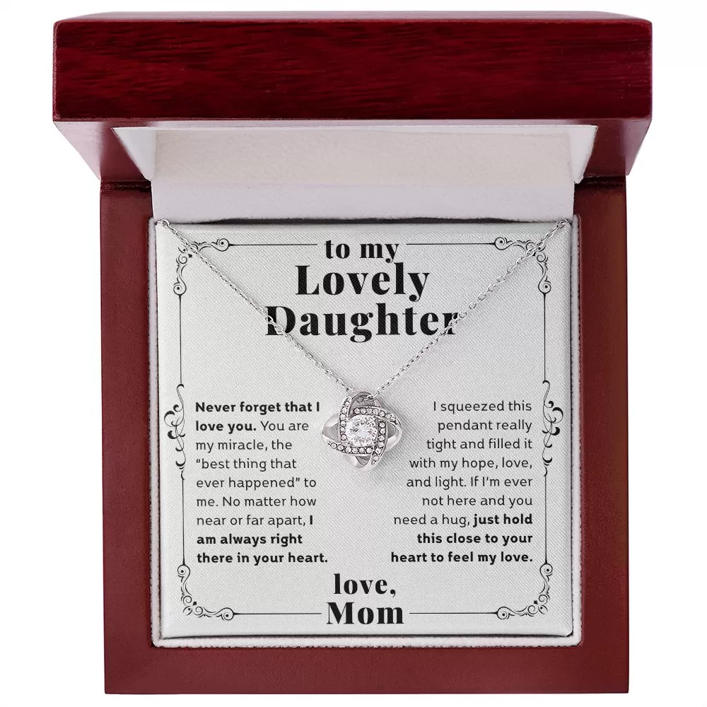 To My Lovely Daughter Feel My Love From Mom Love Knot Necklace