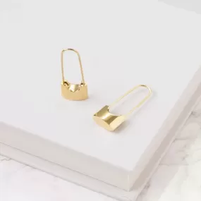 Trendy Golden Lock Style Drop Earrings