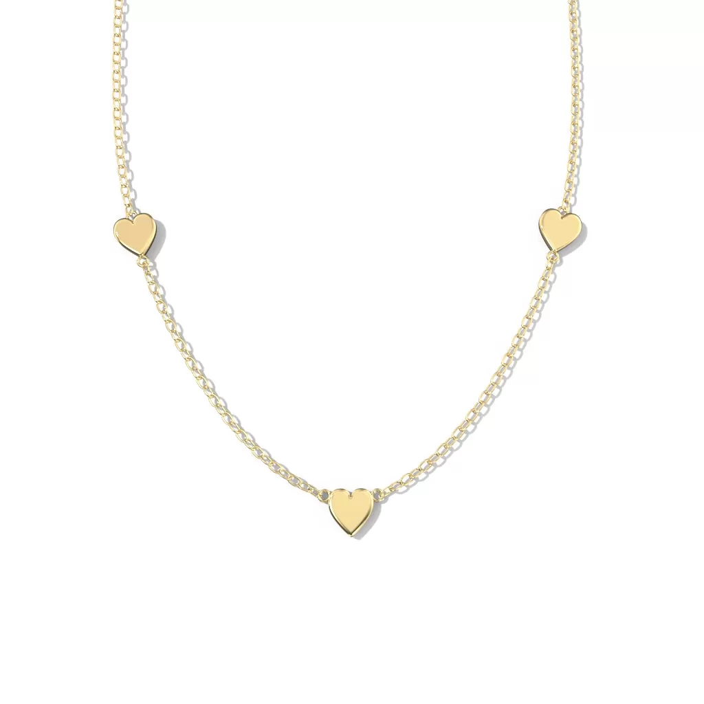 Triple Heart 10K Gold Necklace