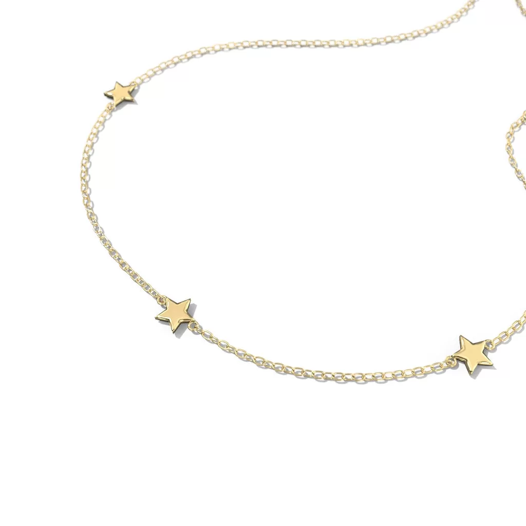 Triple Star 10k Gold Necklace