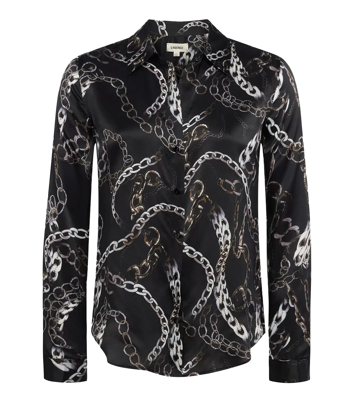 Tyler Long Sleeve Shirt in Black Multi Grunge Chain