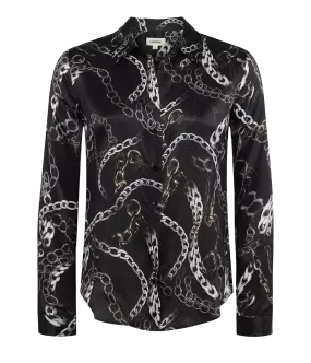 Tyler Long Sleeve Shirt in Black Multi Grunge Chain