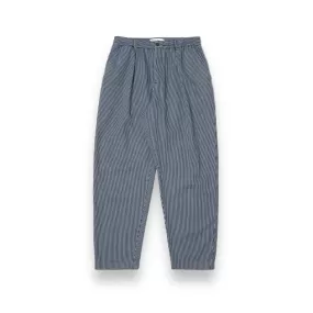 Universal Works Pleated Track Pant 30546 hickory stripe denim indigo