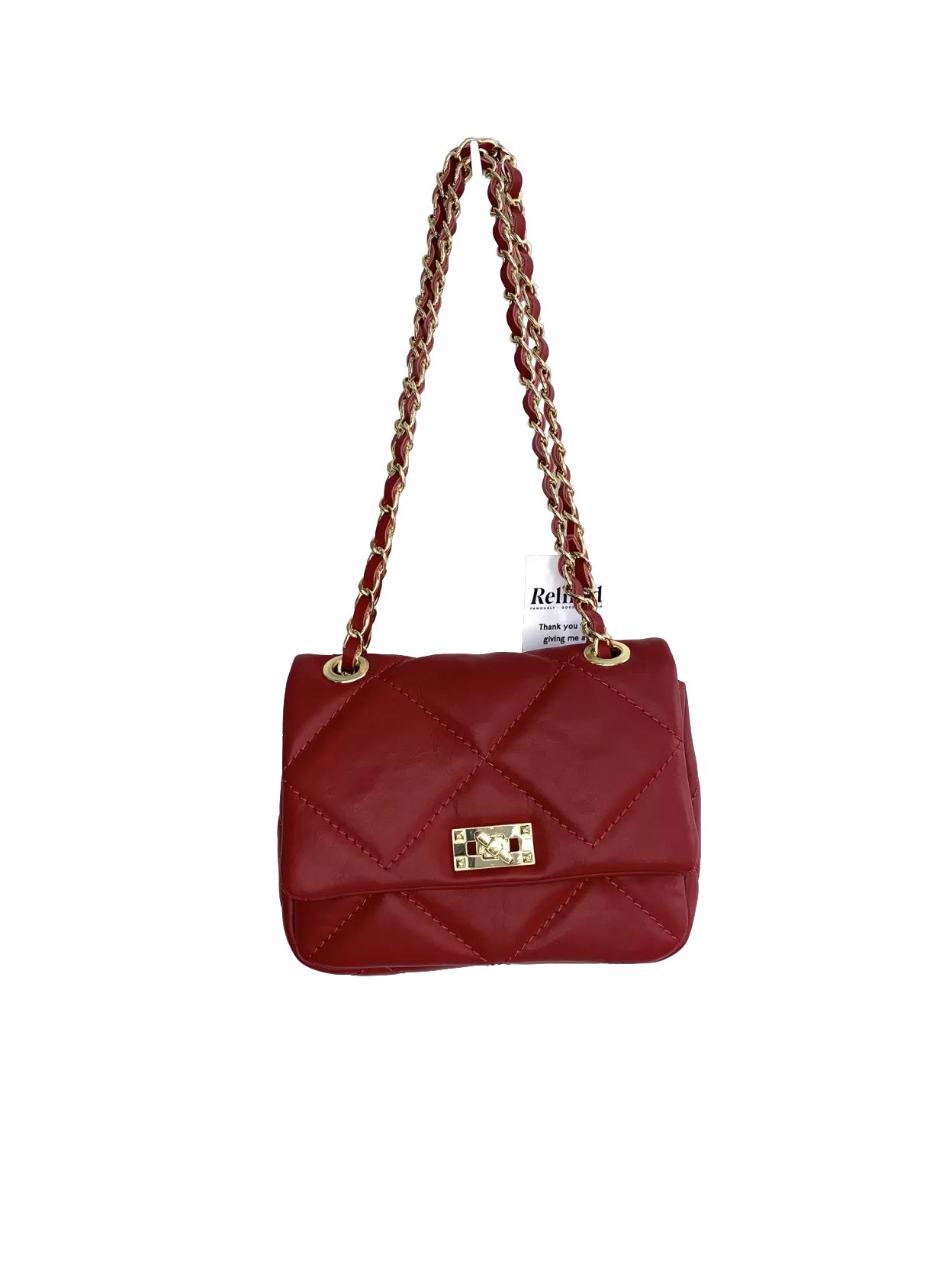 Vimoda Red Quilted Bag With Chain One Size