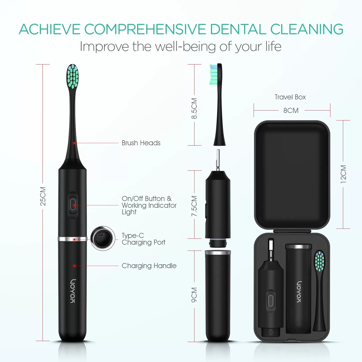 VOYOR Portable Sonic Electric Toothbrush ET410