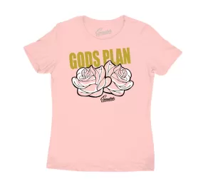 Womens Gold Hoops 6 Shirt - Gods Plan -Light Pink