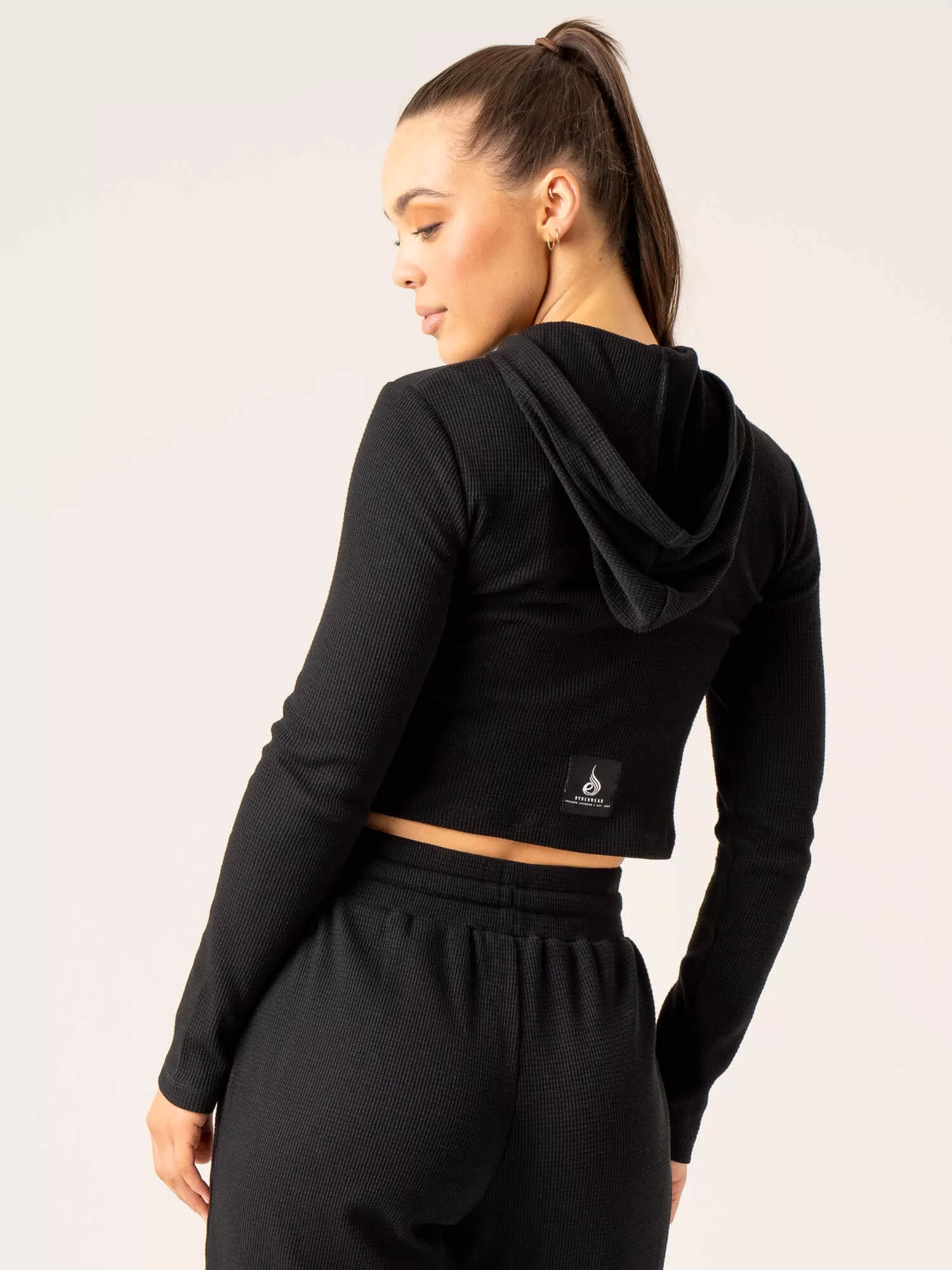 Women's Waffle Lounge Hoodie - Black