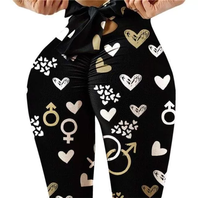 Workout Yoga Pants Print Elegant Sexy Women High Waist Athletic Tights Elasticity Slim Sport Leggings For Fitness