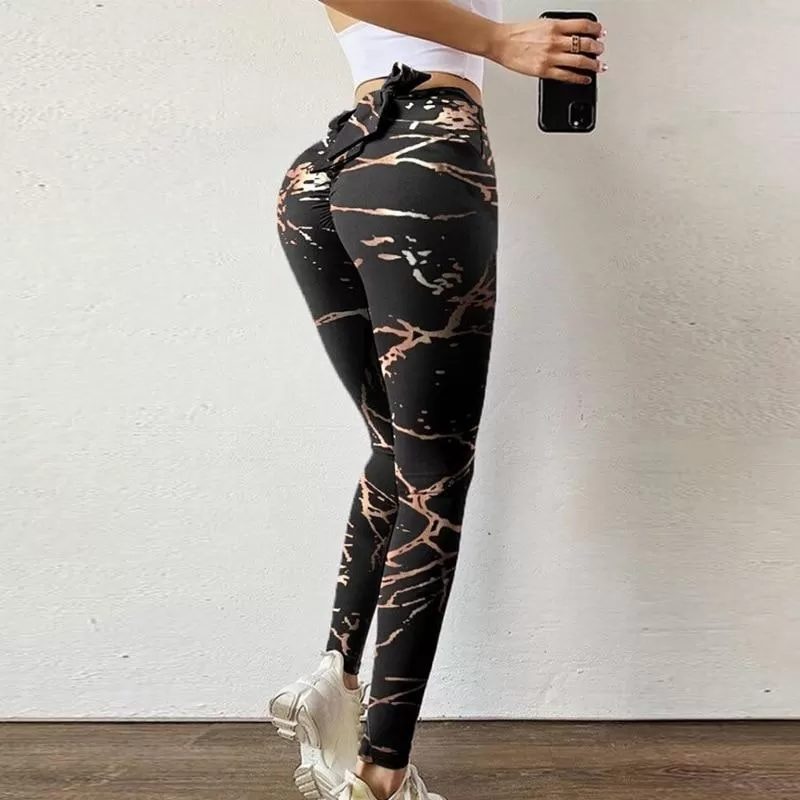 Workout Yoga Pants Print Elegant Sexy Women High Waist Athletic Tights Elasticity Slim Sport Leggings For Fitness