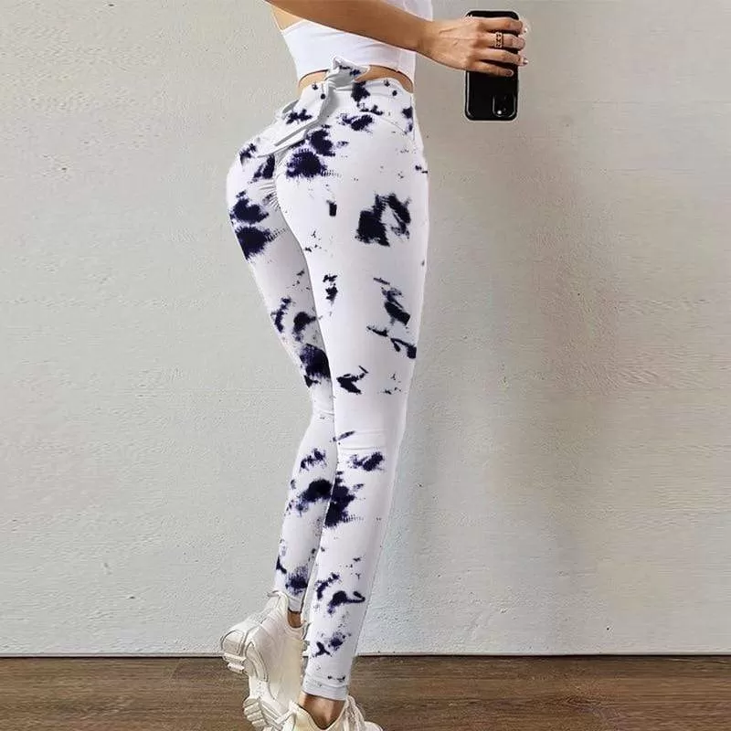 Workout Yoga Pants Print Elegant Sexy Women High Waist Athletic Tights Elasticity Slim Sport Leggings For Fitness