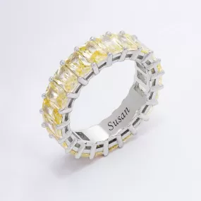 Yellow Engraved Personalized Cubic Zirconia Ring